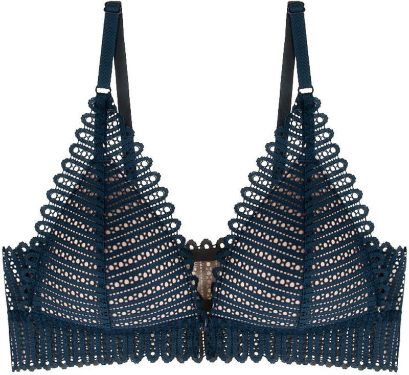 Wireless Plus Size Lace Push-Up Bra – Comfort Meets Elegance-Blue-8AB-State of Style