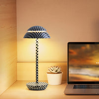 Wireless Rechargeable Table Lamp with LED Lighting – GlowBeam-Black and White Check-State of Style