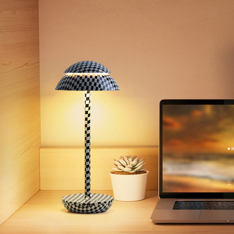 Wireless Rechargeable Table Lamp with LED Lighting – GlowBeam-Black and White Check-State of Style