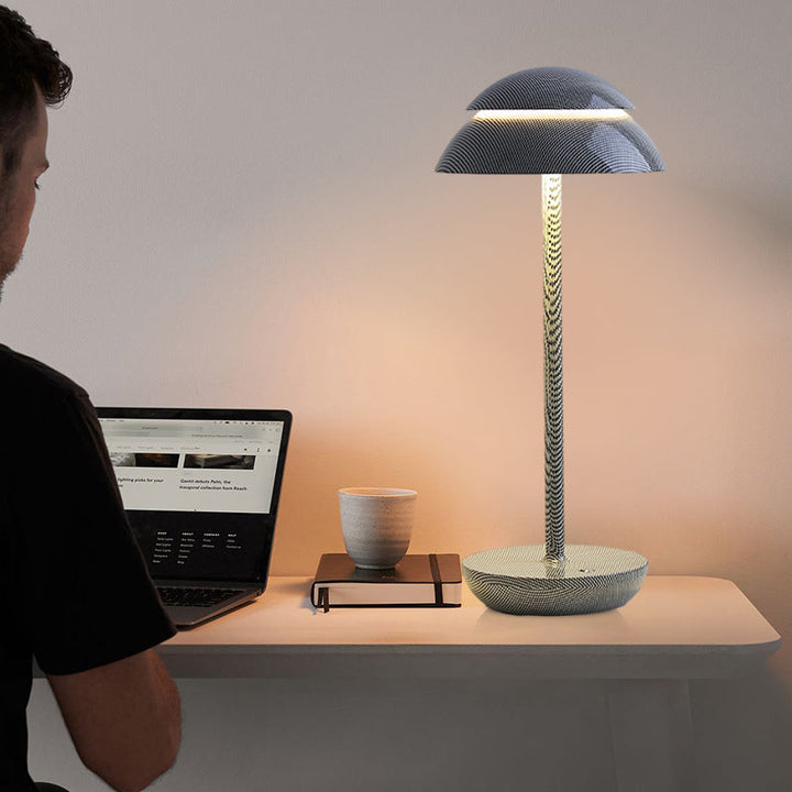 Wireless Rechargeable Table Lamp with LED Lighting – GlowBeam-Black and White Stripes-State of Style