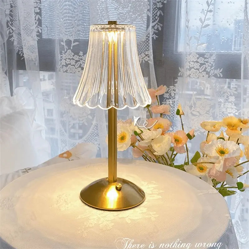 Wireless Table Lamp with Crystal Decor and Dimmable Lighting - GlamLight-State of Style