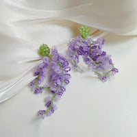 Wisteria Cluster Earrings with Forest Theme - Aurelia