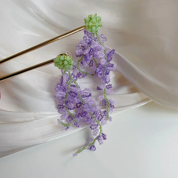 Wisteria Cluster Earrings with Forest Theme - Aurelia-State of Style