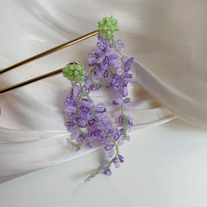 Wisteria Cluster Earrings with Forest Theme - Aurelia-State of Style