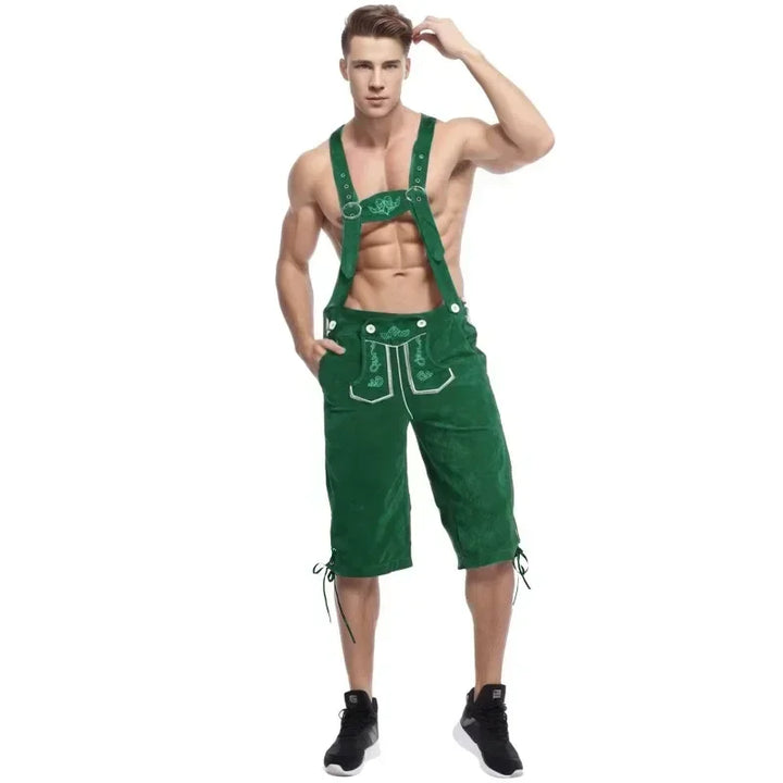 Wolfgang Bavarian Leather Shorts – Traditional Oktoberfest Costume-Green-M-State of Style