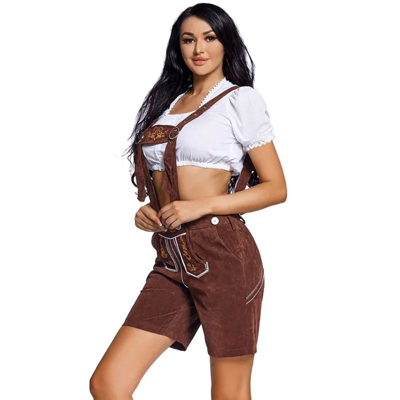 Women's Bavarian Lederhosen Antonette – Classic Oktoberfest Attire-Brown-S-State of Style