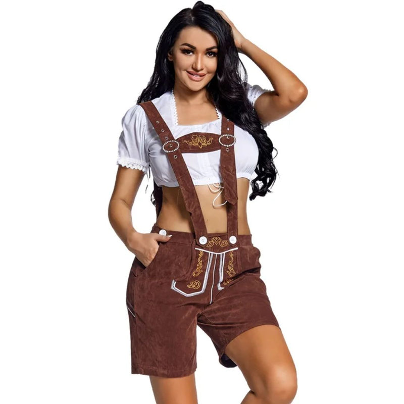 Women's Bavarian Lederhosen Antonette – Classic Oktoberfest Attire-Brown-S-State of Style