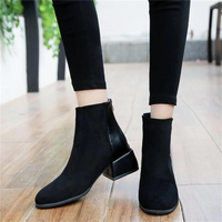 Women's Block Heel Ankle Boots - Lira-Black-4-State of Style