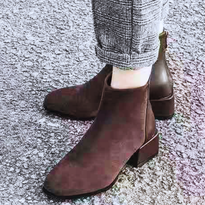 Women's Block Heel Ankle Boots - Lira-Brown-4-State of Style
