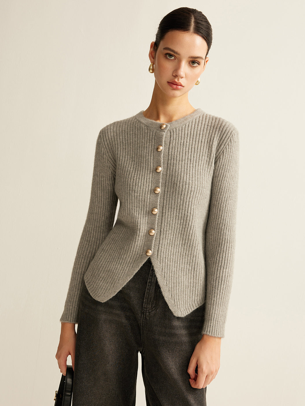 Women's Button-Up Jumper - Elise-Grey-XS-State of Style