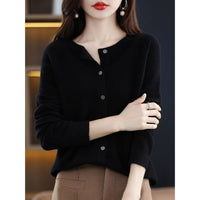 Women's Cardigan with O-Neck - Isabella-Black-S-State of Style