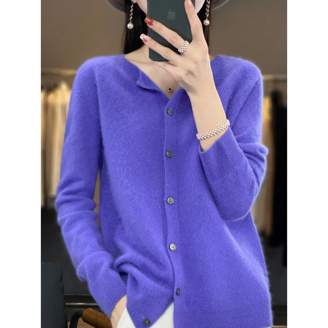 Women's Cardigan with O-Neck - Isabella-Blue-S-State of Style