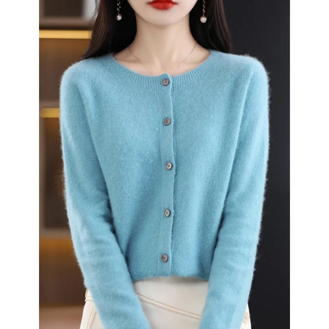 Women's Cardigan with O-Neck - Isabella-Blue-S-State of Style