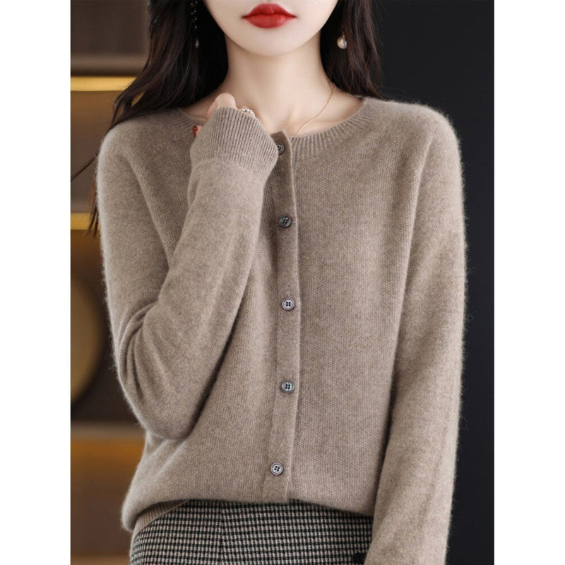 Women's Cardigan with O-Neck - Isabella-Brown A-S-State of Style