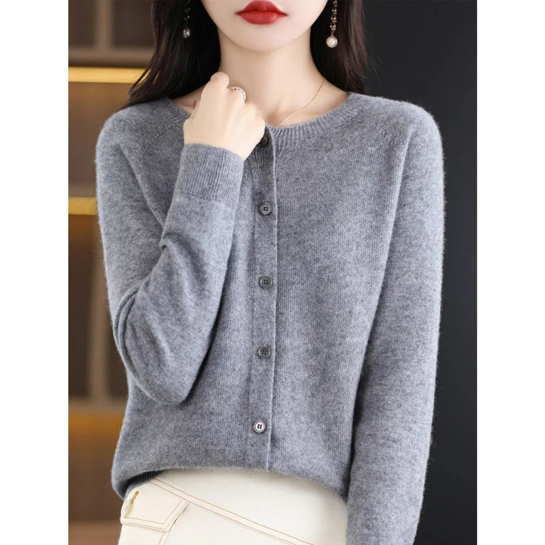 Women's Cardigan with O-Neck - Isabella-Grey-S-State of Style