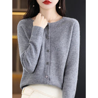 Women's Cardigan with O-Neck - Isabella-Grey-S-State of Style