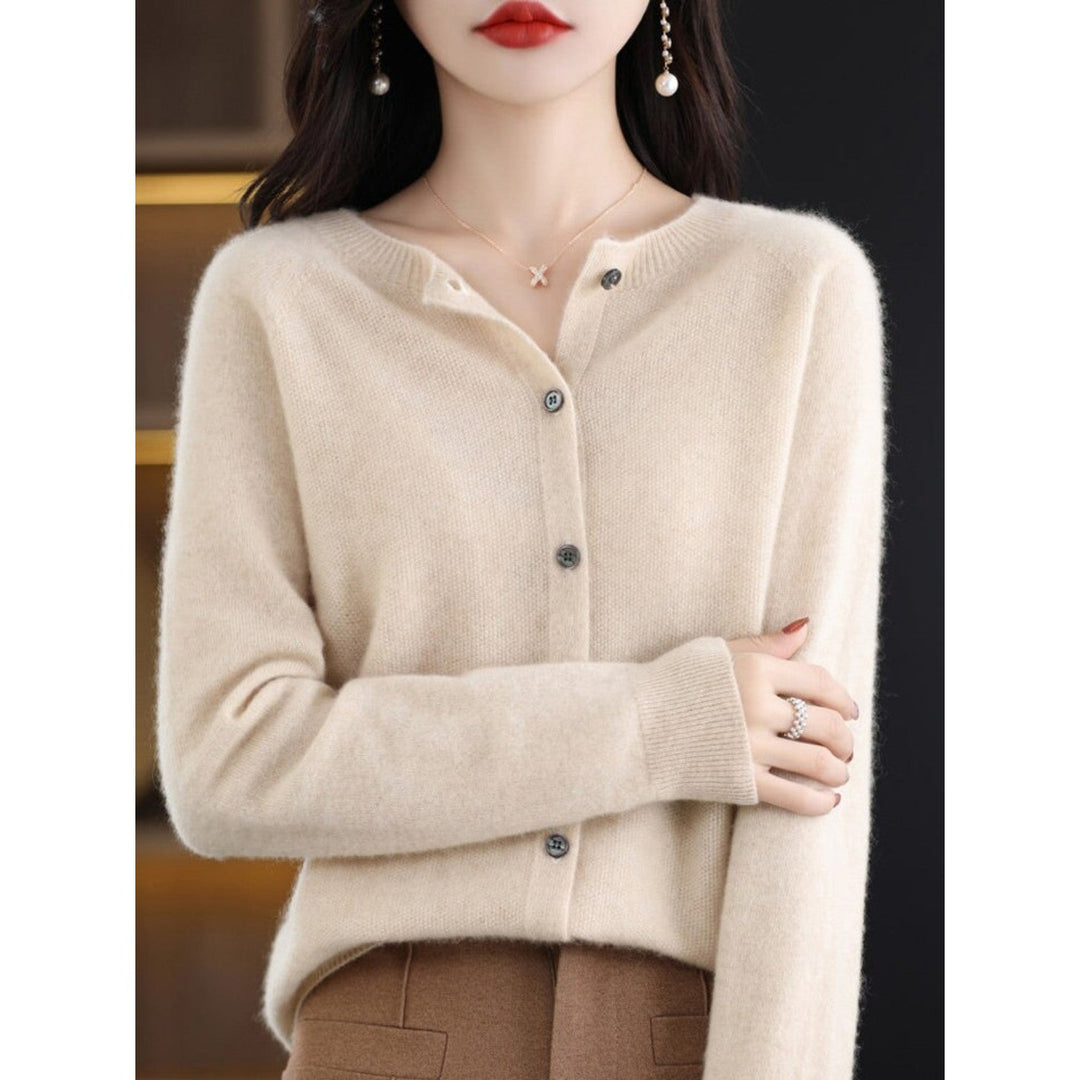 Women's Cardigan with O-Neck - Isabella-Light Brown-S-State of Style