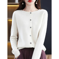 Women's Cardigan with O-Neck - Isabella-White-S-State of Style