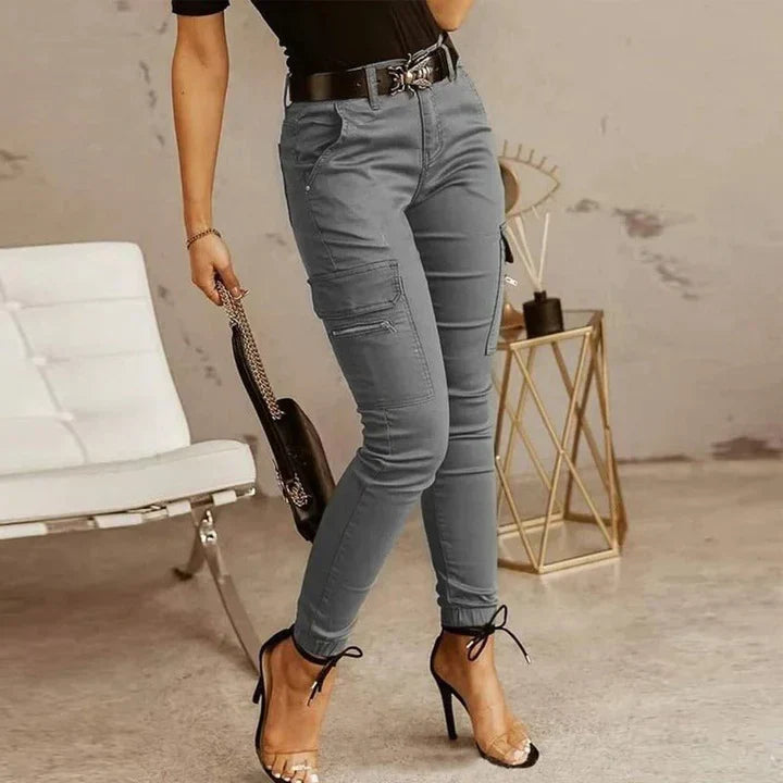 Women's Cargo Jeans - Livia-Grey-XS-State of Style