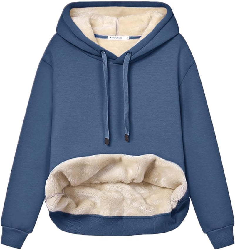 Women's Casual Fleece-Lined Hoodie – Lilly-Blue-S-State of Style