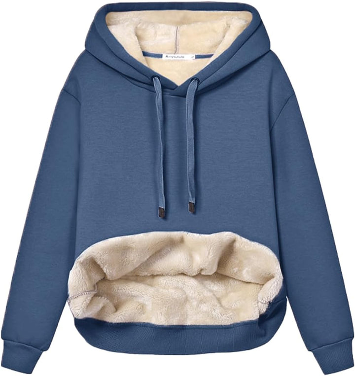 Women's Casual Fleece-Lined Hoodie – Lilly-Blue-S-State of Style