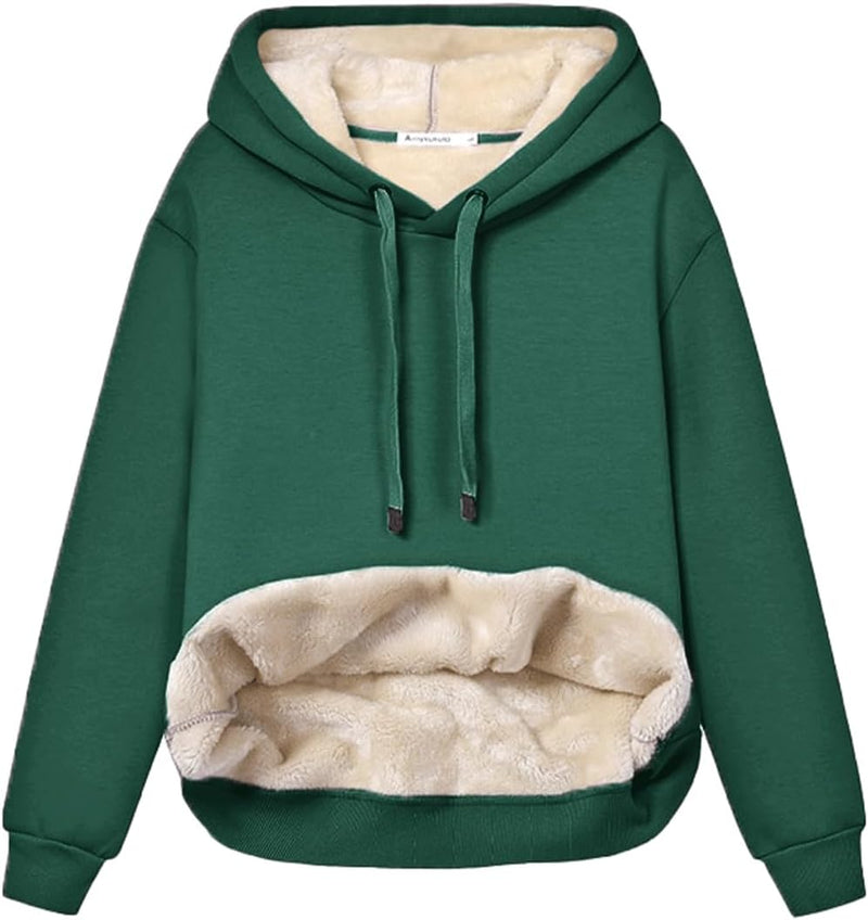Women's Casual Fleece-Lined Hoodie – Lilly-Dark Green-S-State of Style
