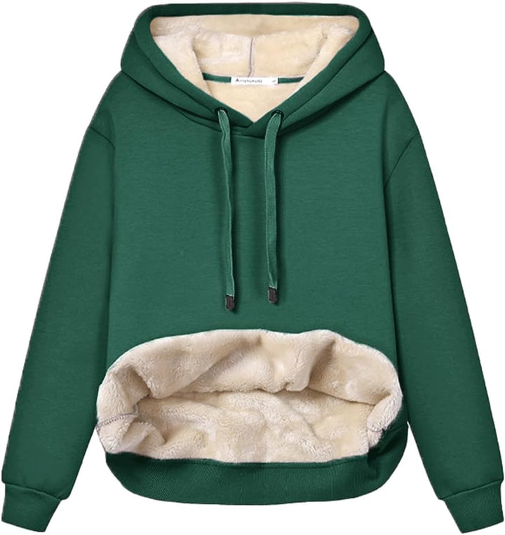 Women's Casual Fleece-Lined Hoodie – Lilly-Dark Green-S-State of Style