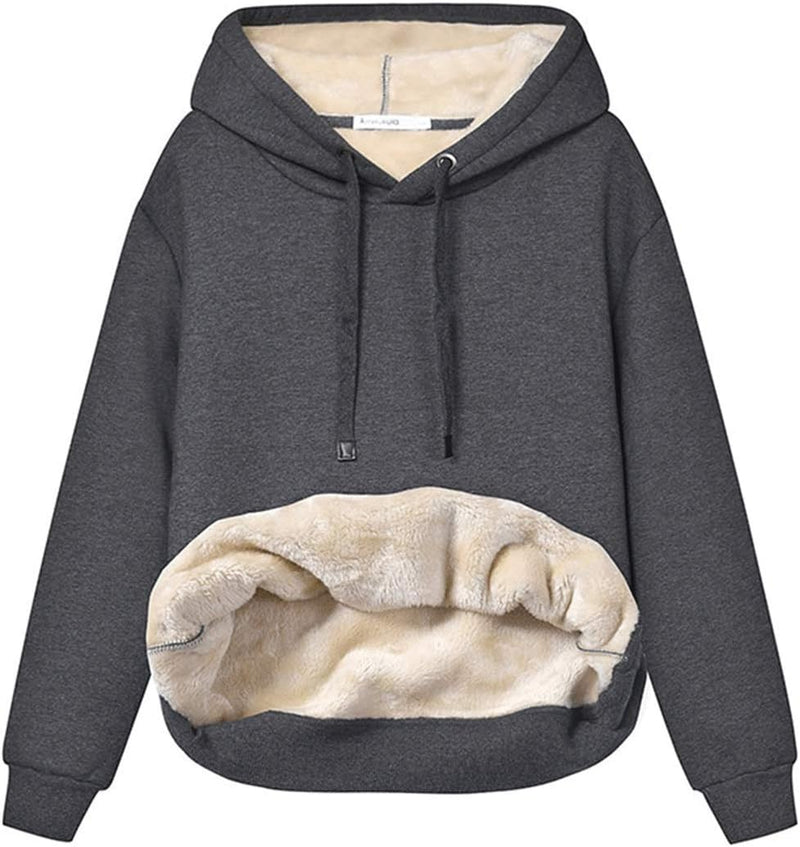 Women's Casual Fleece-Lined Hoodie – Lilly-Dark Grey-S-State of Style