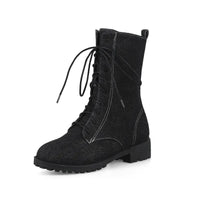 Women's Classic Lace-Up Shoes with Low Heel - Lena-Black-2-State of Style