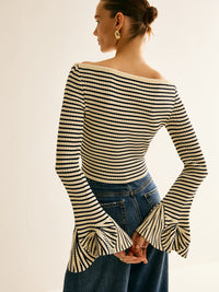 Women's Cold-Shoulder Striped Shirt - Selene-XS-State of Style