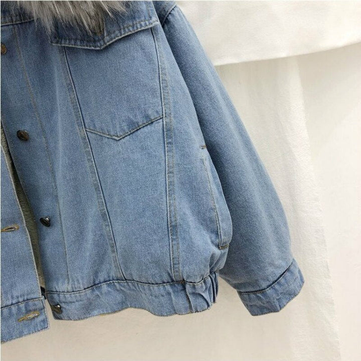 Women's Denim Winter Jacket | Stylish & Warm-Gray-S-State of Style