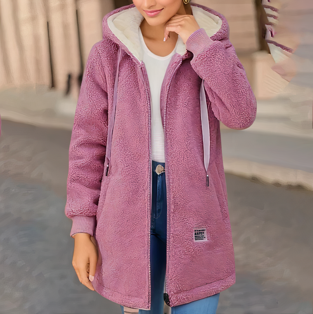 Women's Fleece Jacket with Hood - Sophie-Pink-M-State of Style