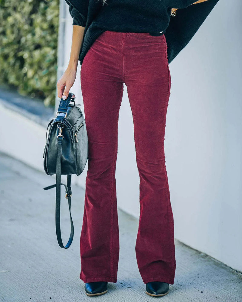 Women's High-Waisted Trousers - Sienna-Burgundy-S-State of Style