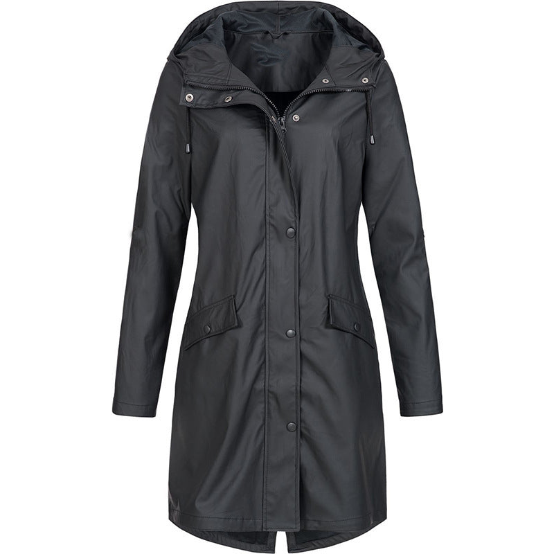 Women's Hooded Raincoat – Aurora-Black-XS-State of Style