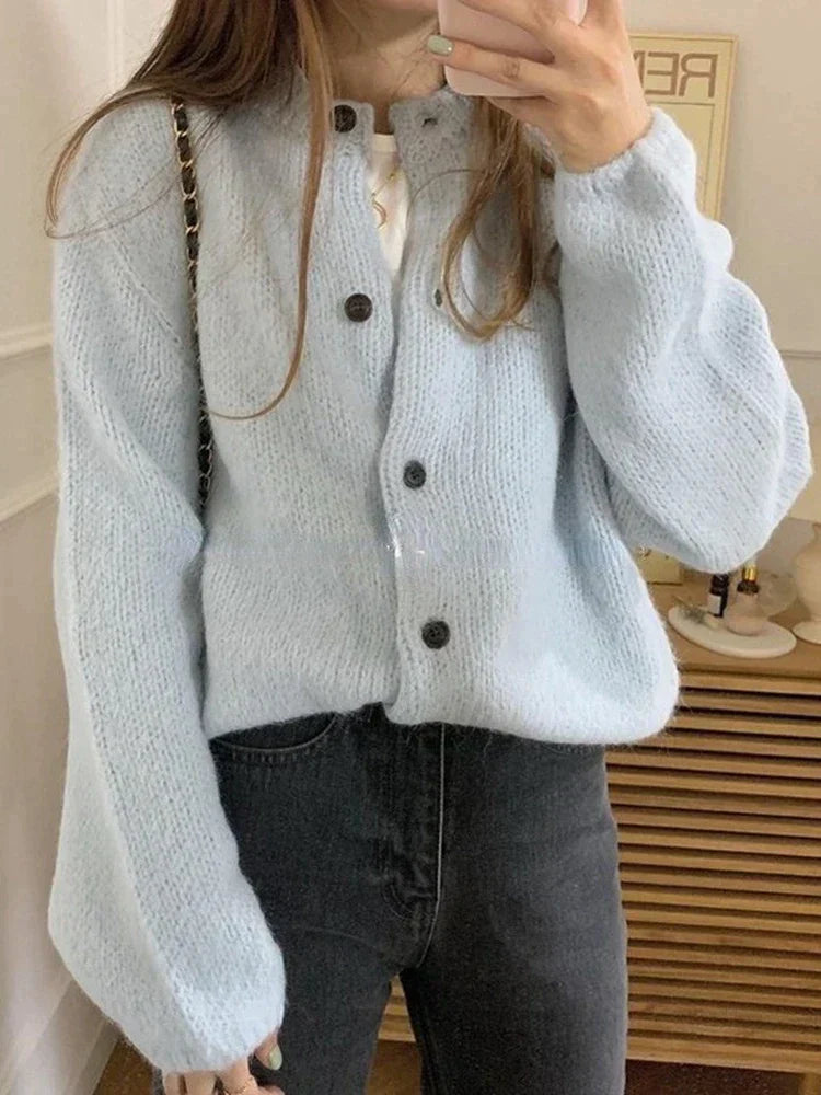Women's Knitted Cardigan - Nova-Light Blue-One-Size-State of Style