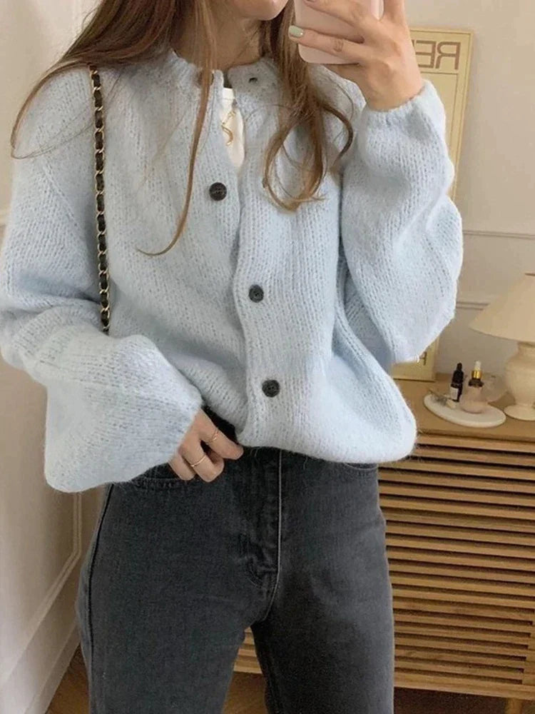 Women's Knitted Cardigan - Nova-White-One-Size-State of Style