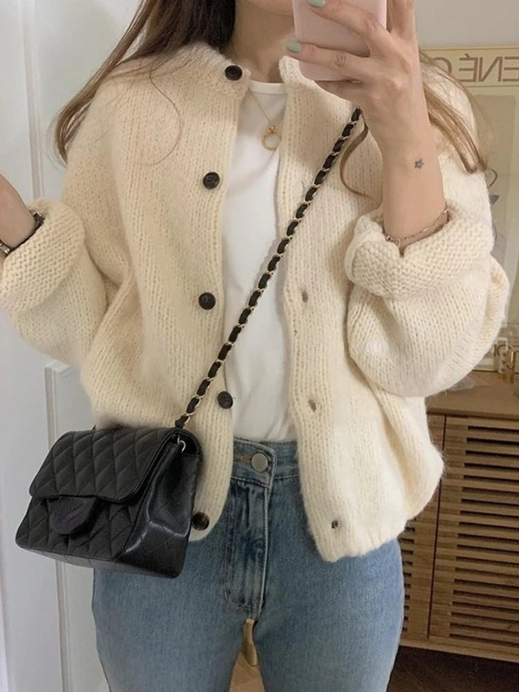 Women's Knitted Cardigan - Nova-White-One-Size-State of Style