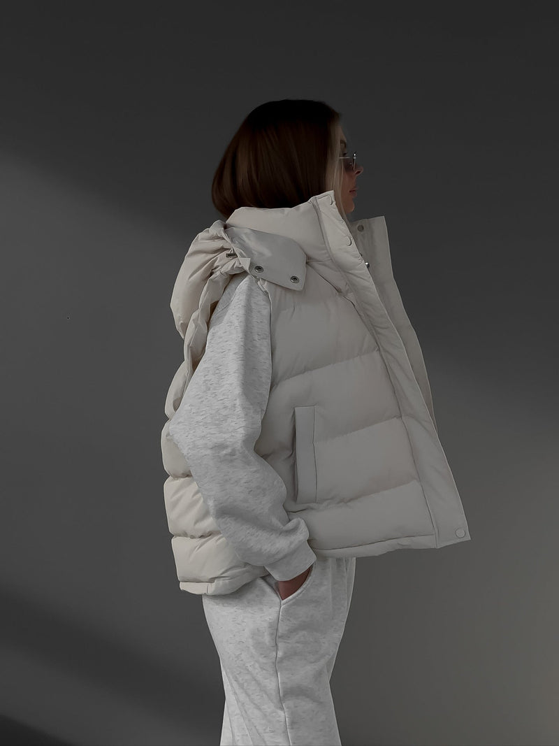 Women's Lightweight Puffer Vest-White-S-State of Style