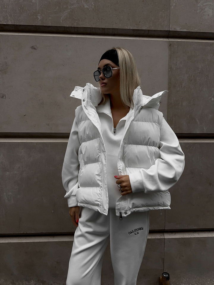 Women's Lightweight Puffer Vest-White-S-State of Style