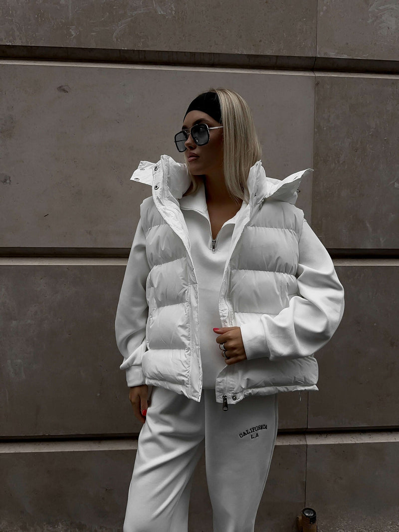 Women's Lightweight Puffer Vest-White-S-State of Style