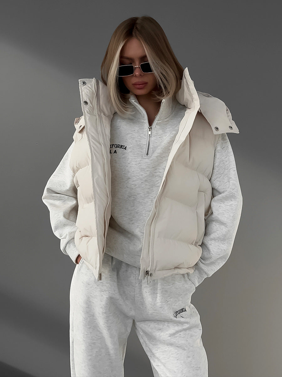 Women's Lightweight Puffer Vest-White-S-State of Style