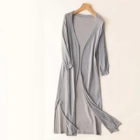 Women's Long Sleeve Cardigan - Elda-Grey-S-State of Style