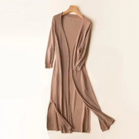 Women's Long Sleeve Cardigan - Elda-Khaki-S-State of Style