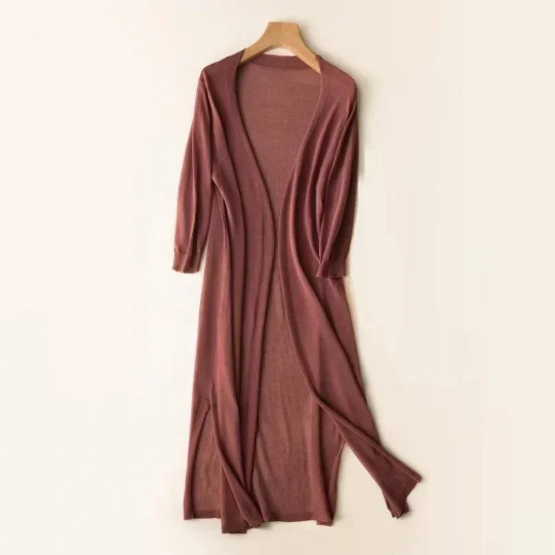 Women's Long Sleeve Cardigan - Elda-Mocha-S-State of Style