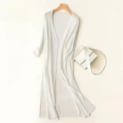 Women's Long Sleeve Cardigan - Elda-White-S-State of Style