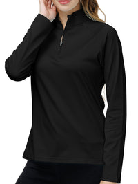 Women's Long Sleeve Sports Shirt - Nadira-Black-S-State of Style