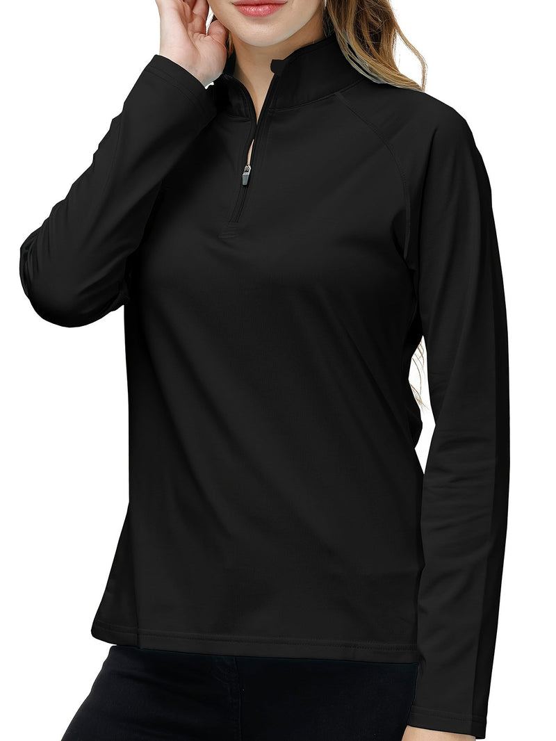 Women's Long Sleeve Sports Shirt - Nadira-Black-S-State of Style