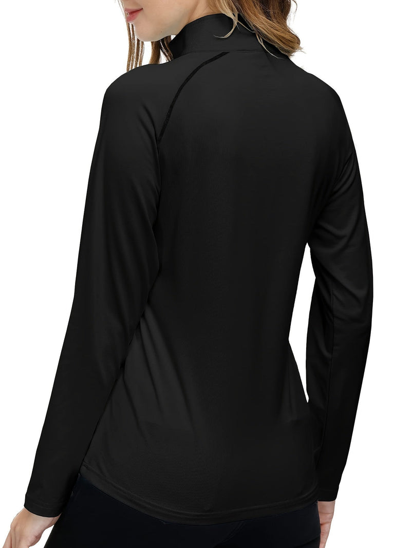 Women's Long Sleeve Sports Shirt - Nadira-Black-S-State of Style