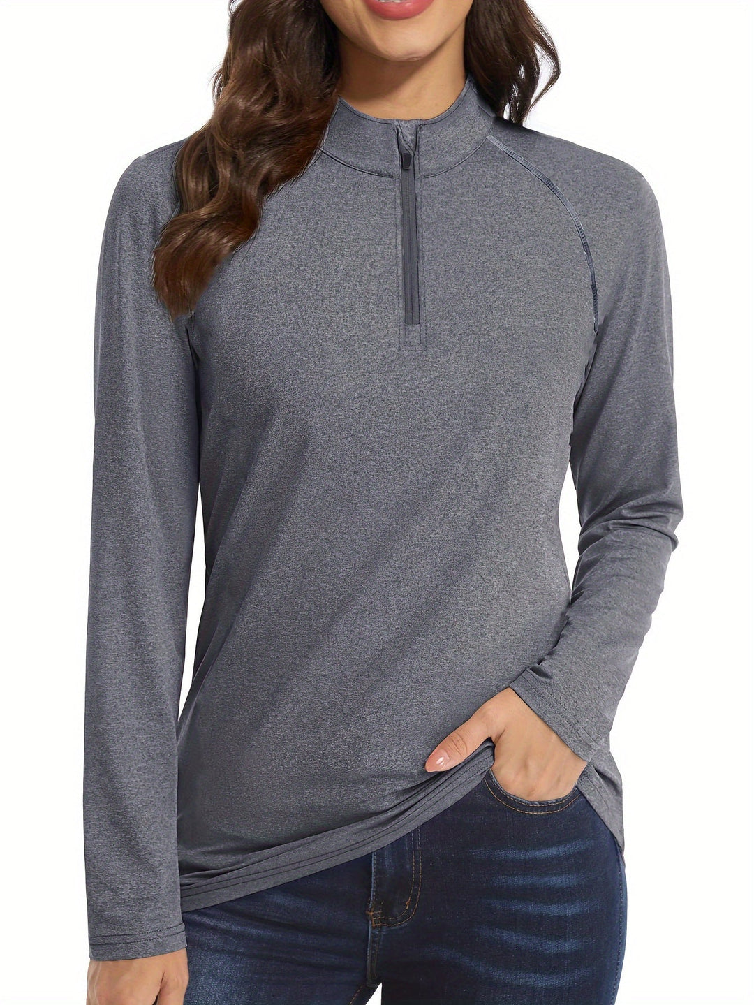 Women's Long Sleeve Sports Shirt - Nadira-Dark Grey-S-State of Style