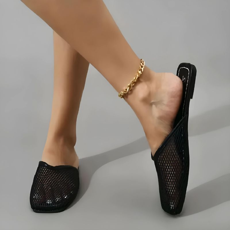 Women's mesh mules with closed toe - Odessa-Black-3-State of Style